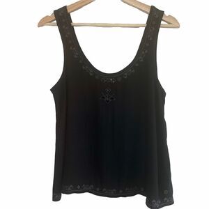 Roxy Black Crop Tank Top w Aztec Detail